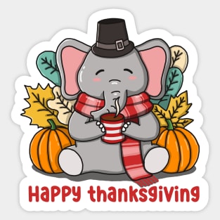 Cute Elephant Happy Thanksgiving Sticker